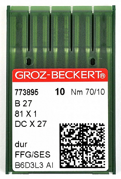 Иглы для промышленных машин Groz-Beckert DCx27 FFG/SES (Bx27FFG) №70/10
